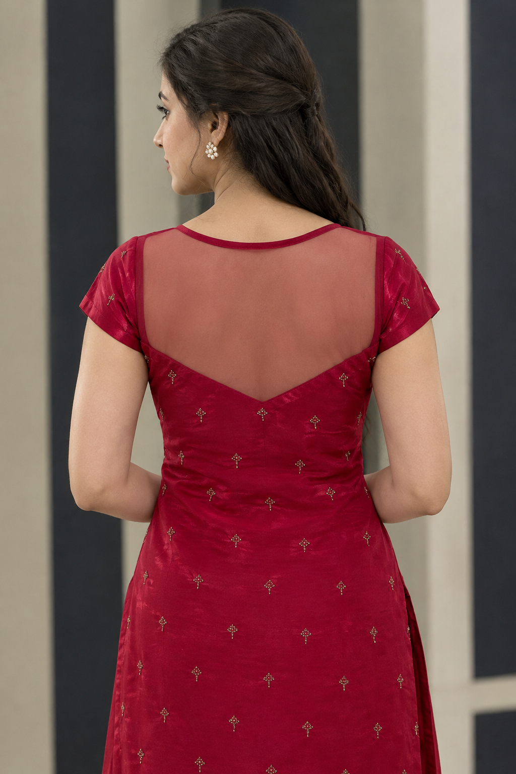 Vintage Pink Embroidery Kurti Set