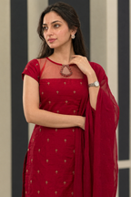 Vintage Pink Embroidery Kurti Set