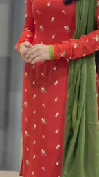 Orange Mul Chanderi Kurti Set