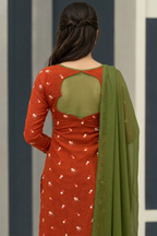 Orange Mul Chanderi Kurti Set