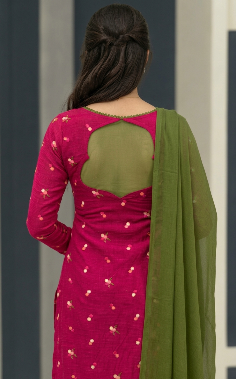 Pink Mul Chanderi Kurti Set